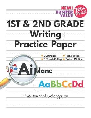 Handwriting Practice Notebook: Penmanship Practice Paper Notebook Writing  Letters & Words with Dashed Center Line, Handwriting Hooked Learn