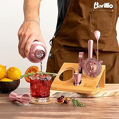 Barillio® Cocktail Shaker Set With Elegant Bamboo Stand (Gold) - Barillio