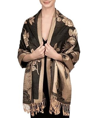 pashmina, Accessories, Pashmina Cashmere Silk Scarf Wrap Gold Tan Paisley  Woven Winter Colours Soft