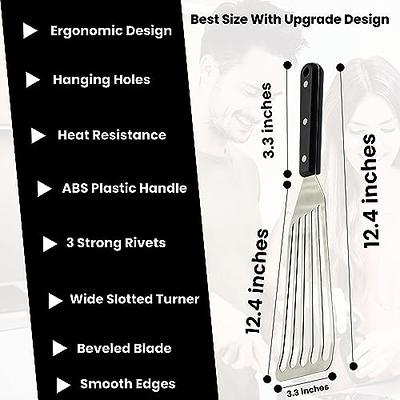 Fish Spatula Thin Slotted Fish Turner 11'' Stainless Steel Metal Spatula  with Wood Handle Beveled-Edged Kitchen Fish Spatula for Fish Egg Meat  Flipping Frying Grilling Cooking 