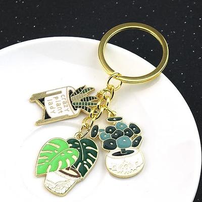 Fuqimanman2020 Flower Charms Daisy Enameled Keychain Chain Tassel