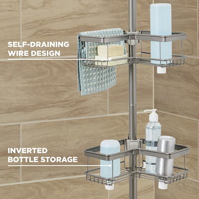 Better Homes & Gardens Standing Shower Caddy with Adjustable Basket, Satin  Nickel 