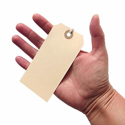 Manila Tags with String Attached - 4 3/4 x 2 3/8 Box of 100 Large 13pt Paper  Tags with Strings and Reinforced Eyelet, Hang Tags with Strings Attached -  Yahoo Shopping