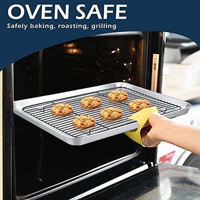 17.5 Inch Half Baking Cookie Sheet with Rack, P&P CHEF Stainless Steel  Baking Pan Oven Tray and Cooling Rack for Cooking, Corrugated Bottom & Grid