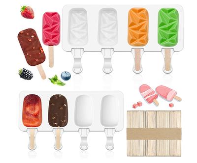 2 Pieces Cakesicle Molds Silicone Popsicle Mold 4 Cavities Cake Pop Mold  Ice Cream Mold With 50 Wooden Sticks Ice Pop Molds 