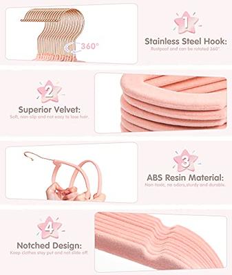  Kids Velvet Hangers Baby Hangers For Closet, DUDUCOFU 50 Pack  11.8 Inch Pink Velvet Hangers Baby Clothes Hangers Non Slip Kids Felt  Hangers