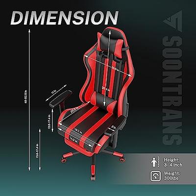 Lucklife Red Gaming Chair Ergonomic Triple Back Support Breathable Leather Reclining Rocking Computer Chair