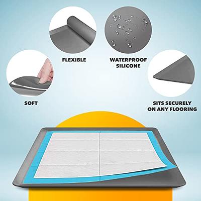 Pee Pad Tray for Dogs - No Spill Raised Lip Edge Silicone Mat Holder, Extra  Thick and