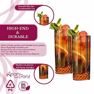 Crystal Cut Plastic Highball Glasses Cocktail Tumblers