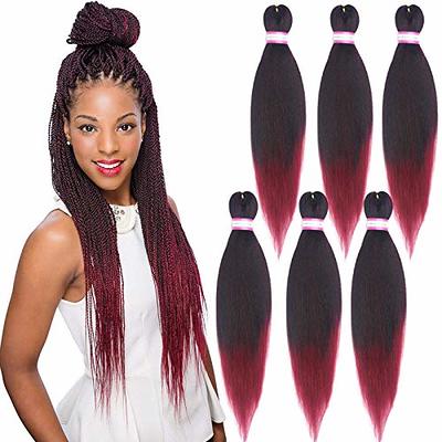 Burgundy Braiding Hair Pre Stretched Dark Red Hair for Braiding  Prestretched Braiding Hair 26 inch 8 Packs Itch Free Yaki Synthetic Long  Micro Weave