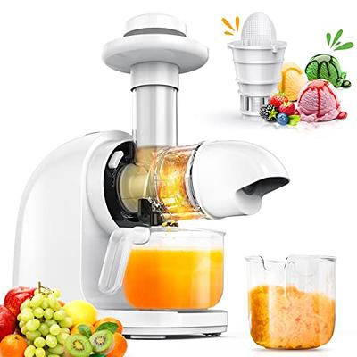 AMZCHEF Cold Press Slow Masticating Juicer with Reverse Mode Knob, High Juice Yield for Fruites and Vegetables, Easy to Clean with Brush & One-Press