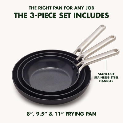 GreenPan Valencia Pro Hard Anodized Healthy Ceramic Nonstick 8 9.5 and  11 Frying Pan Skillet Set, PFAS-Free, Induction, Dishwasher Safe, Ovens