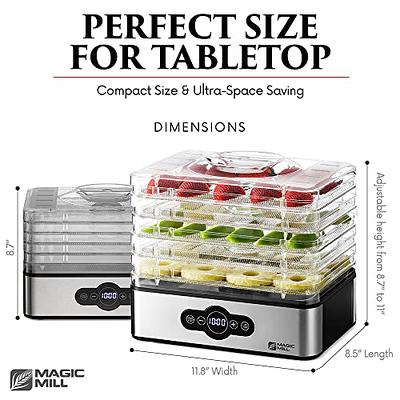 Magic Mill Commercial Food Dehydrator Machine | 7 Stainless Steel Trays |  Adjustable Timer, Temperature Control | Dryer for Jerky, Herb, Beef, Fruit