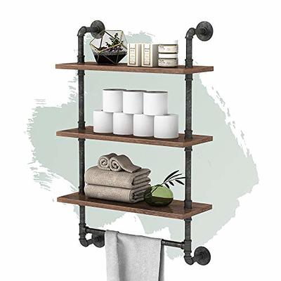 Yuanshikj 2Pc (42 Tall 12 deep, 3/4) Industrial Wall Mount Iron Pipe  Shelf Shelves Shelving Bracket Vintage Retro Black DIY Open Bookshelf  Storage