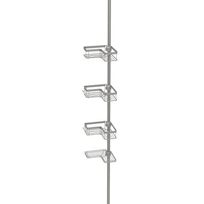 Portable 4 Tier Shower Caddy Corner Tension Pole Adjustable Rust Resistant  White