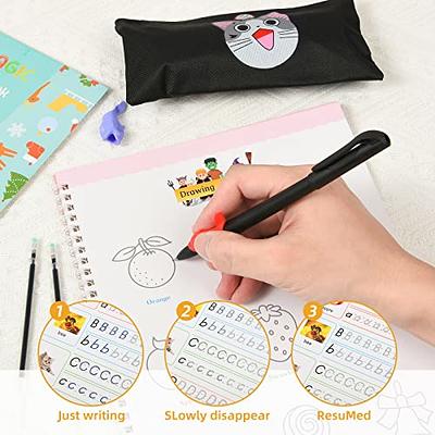 Large Reusable Handwriting Workbook for Kids,Pen Control Writing Skill with  Auto Disappearing Ink Pen,Grooves Calligrahpy Writing Tracing for