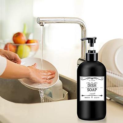 Clear Soap Dispenser with Rust Proof Pump, Waterproof Labels (2 Pack,16  Oz), Soap Dispenser Bathroom, Plastic Hand Soap/Dish Soap Dispenser for