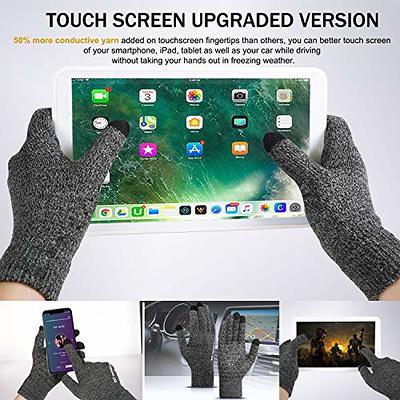 Winter Gloves For Men Women, Cold Weather Warm Touchscreen Glove Unisex -  Non - slip Grip - Elastic Cuff - Knit Stretchy Black Grey Medium