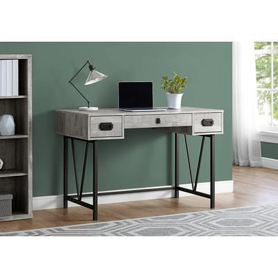 Flash Furniture Bartlett Dark Ash Wood Grain Finish Computer Desk with  Drawers and Black Metal Legs