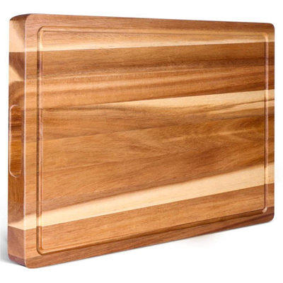 Chopping board olive wood rectangular large with juice groove