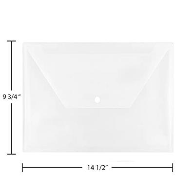 Jam Paper Plastic Envelope with Snap Closure - Letter Booklet - 9 3/4 x 13 - Clear - 12/Pack