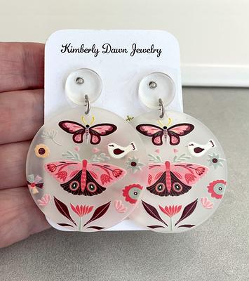 Tiny Moths Print Grab and Go ID Holder Wristlet Wallet 