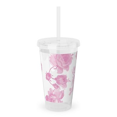 Dolly Plastic Tumbler with Straw - Pink - 24 oz