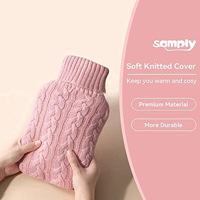  samply Hot Water Bottle with Knitted Cover, 2L Hot Water Bag  for Hot and Cold Compress, Hand Feet Warmer, Ideal for Menstrual Cramps,  Neck and Shoulder Pain Relief, Purple : Health