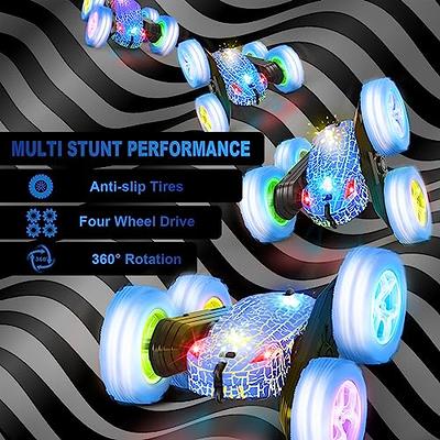  Remote Control Car, OrrenteRemote RC Cars with Headlights and  Wheel Lights, 4WD 2.4Ghz Double Sided 360° Rotating RC Truck for 6 Year Old  Boy Gifts Stunt RC Car Kids Xmas Toy