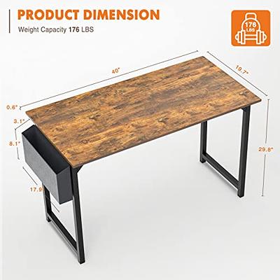 Computer Desk Small Office Desk 40 Inch Writing Desks Small Space Desk  Study Table Modern Simple Style Work Table with Storage Bag Headphone Hook  Wooden Tabletop Metal Frame for Home, Bedroom 