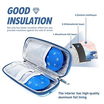 Insulin Cooler Travel Case Diabetic Medication Organizer Medicals Cooler Bag  Waterproof and Insulation Liner(Navy Blue)