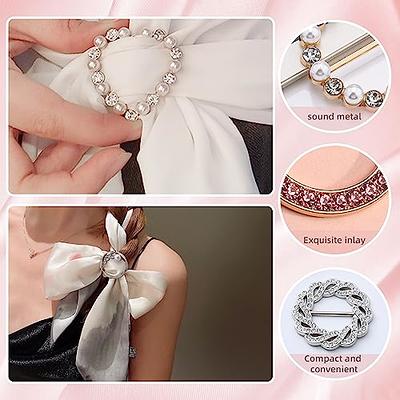 Women's Fashion Accessories, Elegant Scarf Clips, Black White Camellia  Three-rings Flower Scarves Buckle