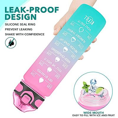 Enerbone 32 oz Water Bottle with Times to Drink and Straw, Motivational Drinking Water Bottles with Carrying Strap, Leakproof BPA & Toxic Free, Ensure