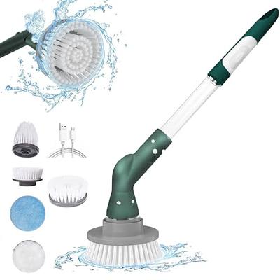 Electric Spin Scrubber, 10 in 1 Airpher Cordless Cleaning Brush IPX8 with 9  Replaceable Brush Heads and 4 Tier Removable Handle, Power Shower Scrubber