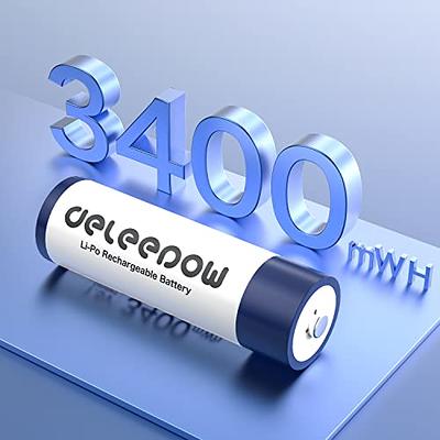 Delyeepow Pile AA Rechargeable 1,5V Lithium 3400mWh de Haute capacité,Piles  Rechargeable AA 1500 Cycle USB-C 4 Piles