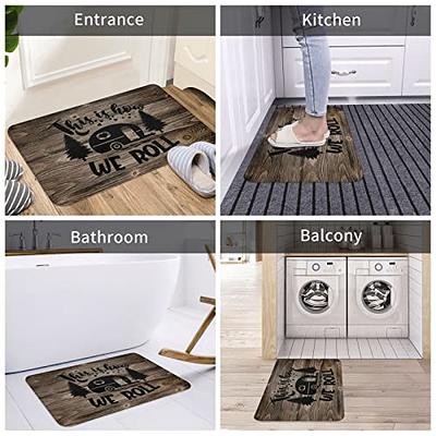 Camper Doormat - Welcome to Our Camper The Friendship is Free - Camping  Front Door Mat 23.6 x 15.7 for Motorhomes RV Room Entrance,Gift