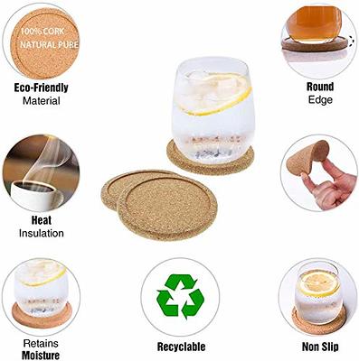  Geobom Natural Lip Cork Coasters for Drinks with