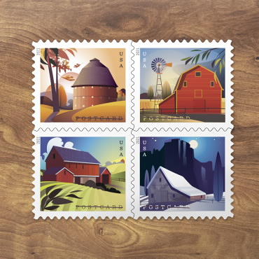 Barn POSTCARD Forever Postage Stamps US Postal American History