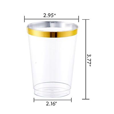 I00000 200 Pack Gold Plastic Cups, 10 oz Clear Plastic Cups Gold