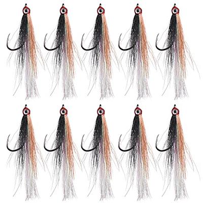 15pcs Jig Fishing hook with Bucktail Teasers Fluke jig Rig kit for