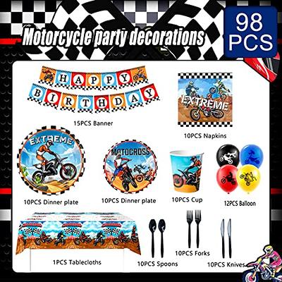 Dirt Bike Party Decorations, Motocross Birthday Party Supplies Includes  Banner, Cake Toppers, Balloons, Dirt Bike Party Supplies for Boys Girls  Birthday Motorcycle Extreme Sports Party Decorations 