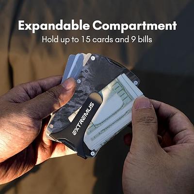 THE RIDGE Wallet For Men, Slim Wallet For Men - Thin as a Rail, Minimalist  Aesthetics, Holds up to 12 Cards, RFID Safe, Blocks Chip Readers, Aluminum