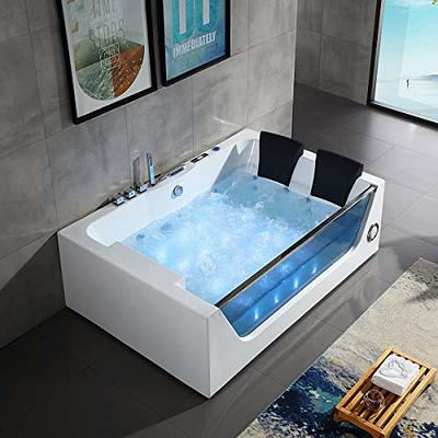 DECORAPORT 68 In Whirlpool Tub Hydromassage Rectangular Water Jets Alcove  Soaking SPA, Massage Bathtub with Air Bubble, Computer Panel and Light