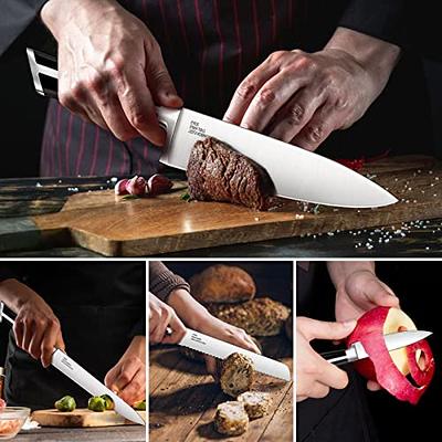 Steak Knives Set of 6 - Premium Stainless Steel, Dishwasher Safe - Polished  Shiny Blade & Handle, Straight Edge - Kitchen Table Knife Set 4.5 Inch