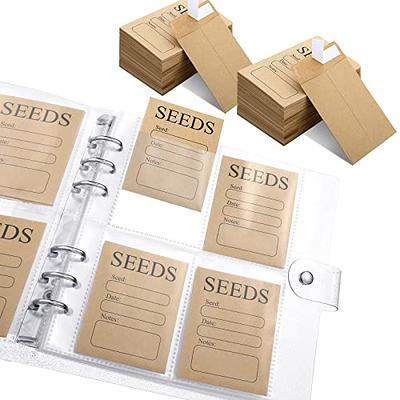 Kathfly Seed Storage Box Organizer with 20 Pcs Resealable Self Stick Paper  Seed Envelopes Wooden Compact Seed Packet Container with Lid Green Seed