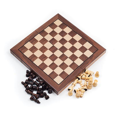 WE Games French Staunton Chess Set - Weighted Pieces & Walnut Wood Board  14.75 in. 