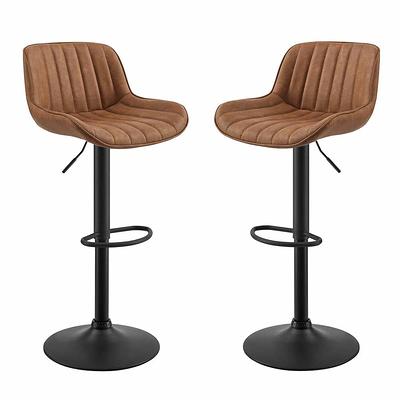 Art Leon Set of 2 Yellow Brown Swivel Adjustable Height Bar Stool in the  Bar Stools department at