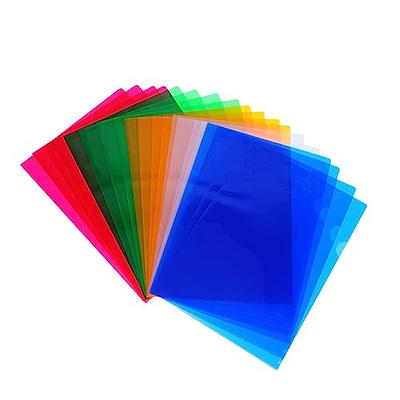 EOOUT 45pcs Plastic Project Pockets, Plastic Folders, 8 Colors Plastic Sleeves, Clear Document Folders for Letter Size and A4, for School and Office