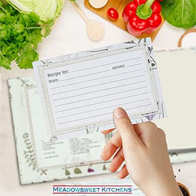 Meadowsweet Kitchens Recipe Card Set - 25 Double Sided Recipe Cards 4 x 6  Inch, Perfect Size Blank Cards for a Recipe Card Box, Make Your Own