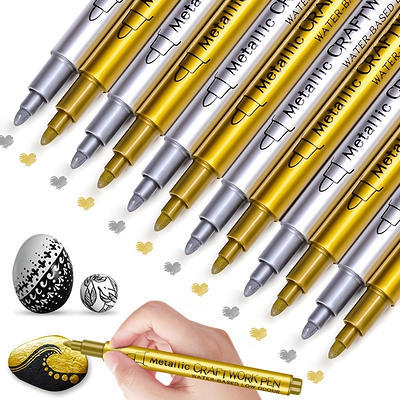 MYARTOOL Metallic Marker Pens, Silver Metallic Permanent Markers for Artist  Illustration, Crafts, Gift Card Making, Scrapbooking, Fabric, DIY Photo